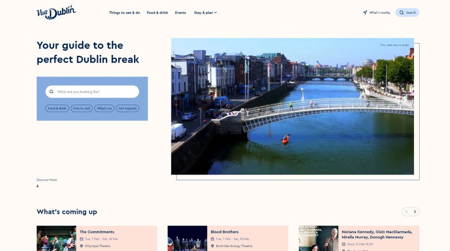Design examples extracted from the Visit Dublin website