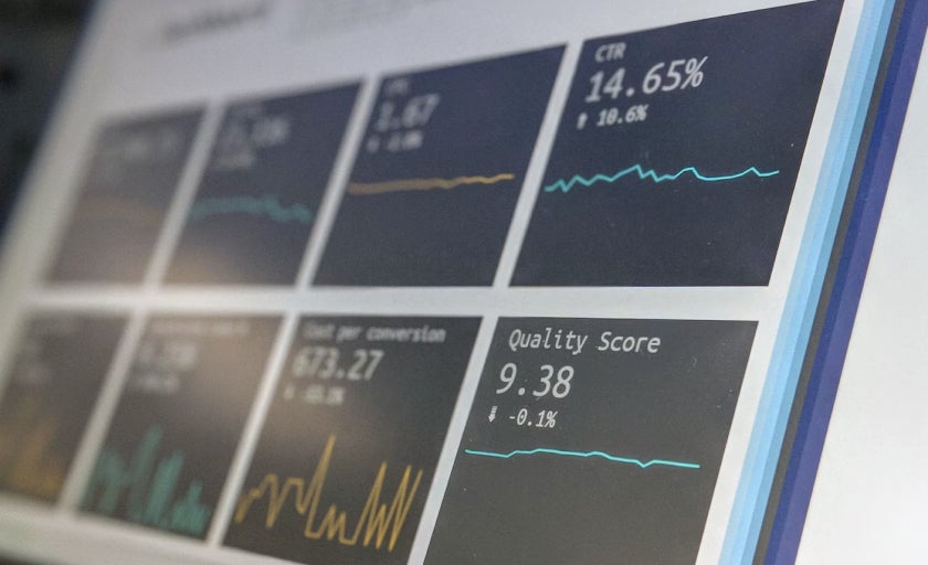 An analytics dashboard showing data