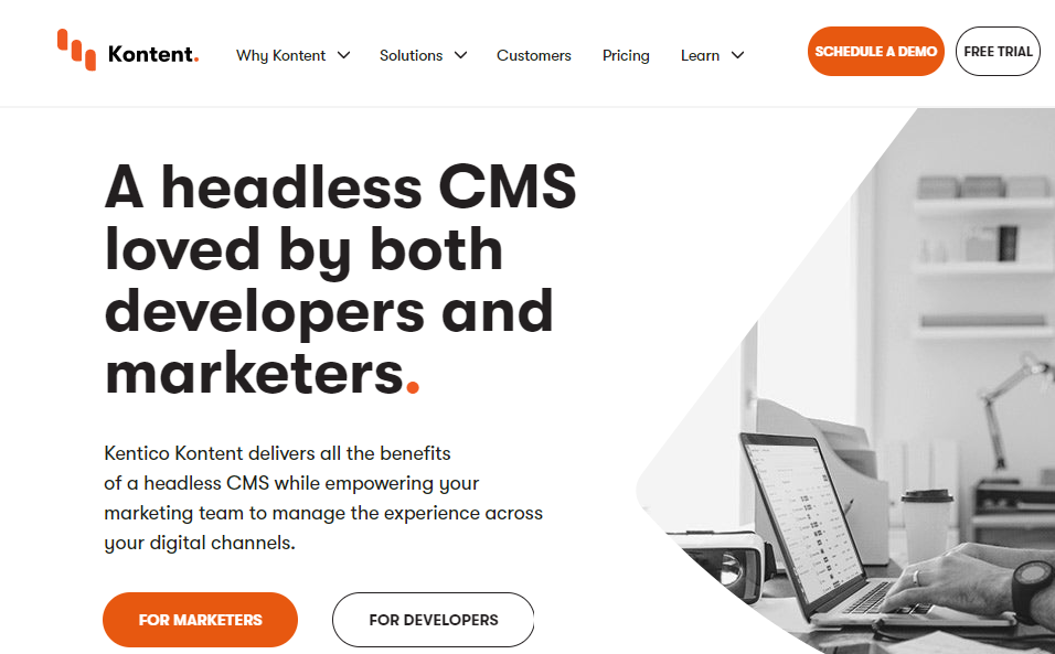 Screen of the Kontent CMS