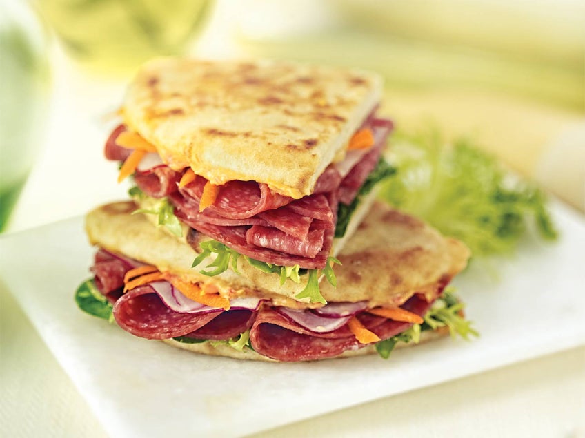 Crunchy Salami Flatbread Sandwiches