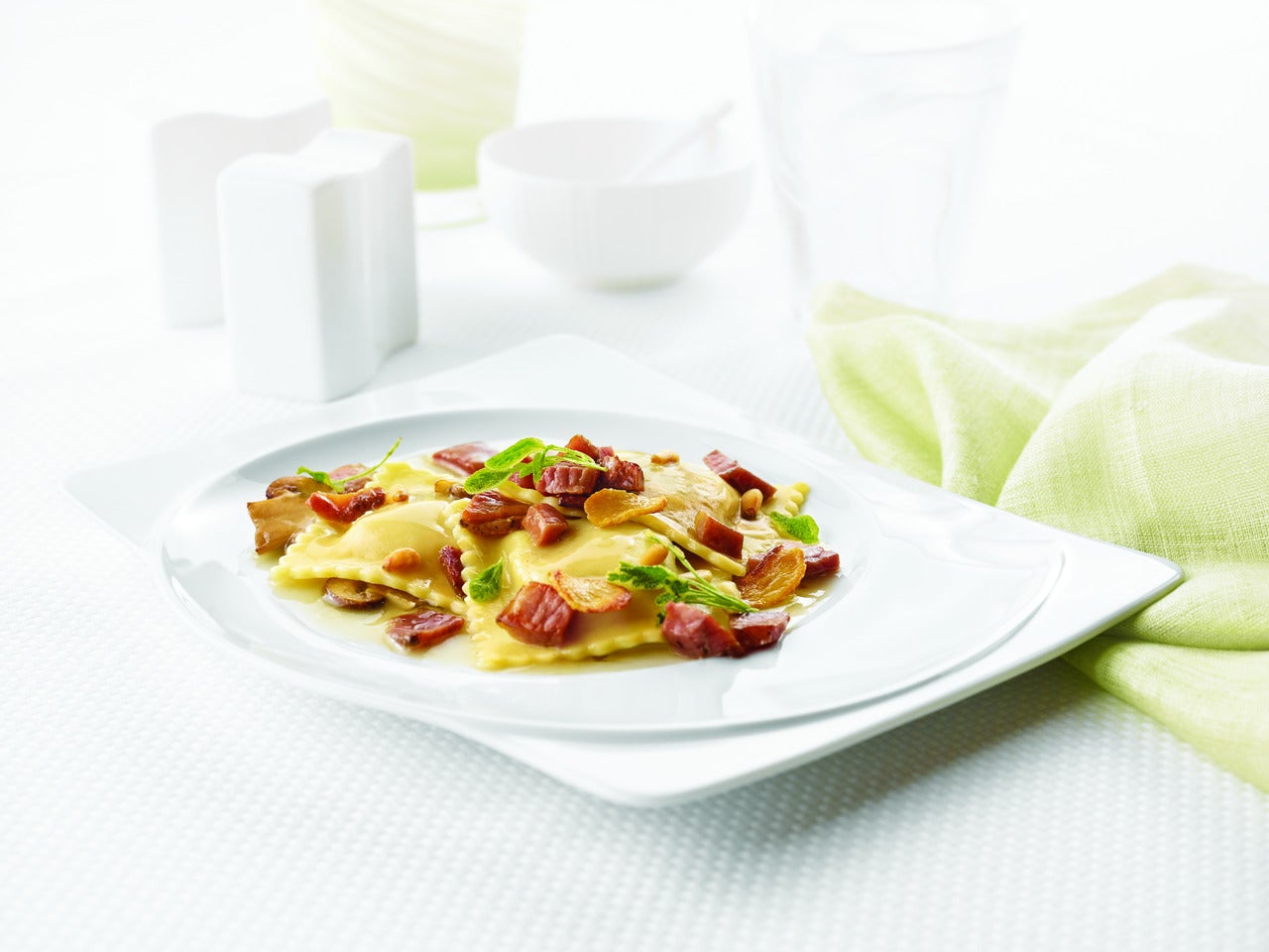 Pumpkin Ravioli with Crispy Prosciutto
