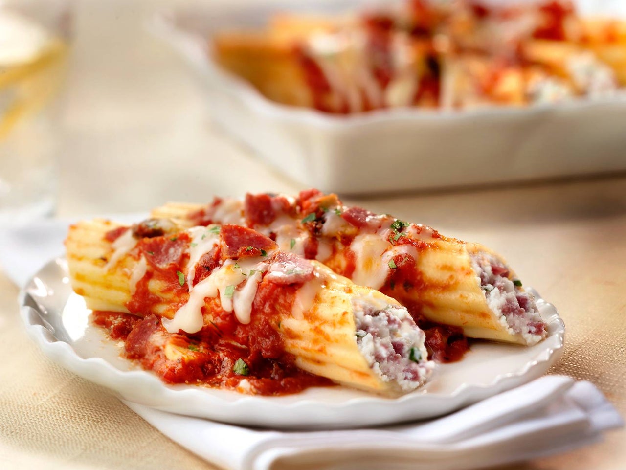Ricotta & Salami Manicotti