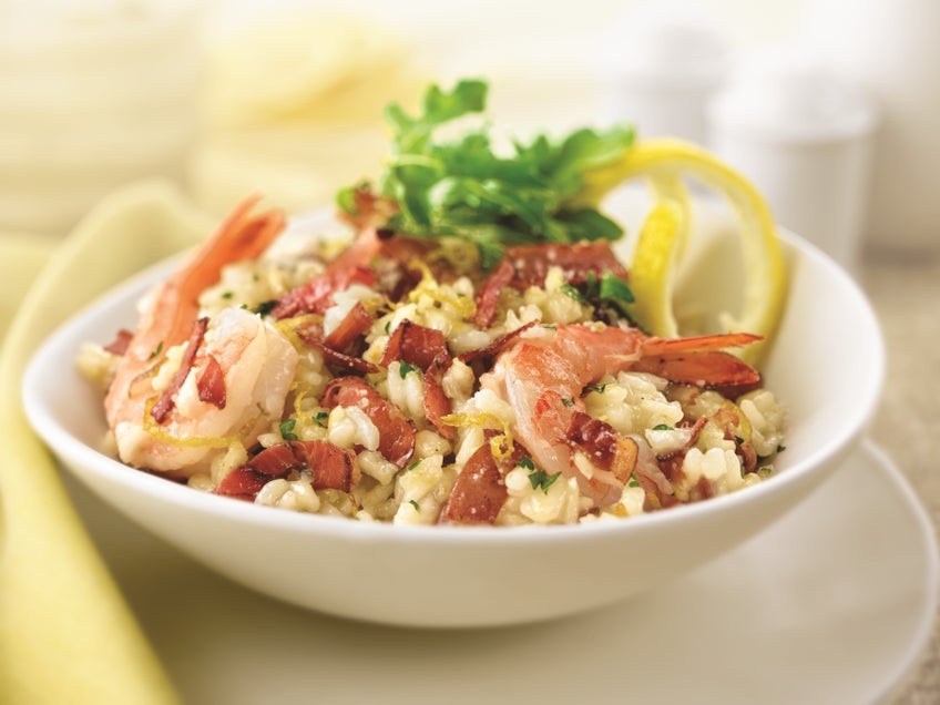 Lemon Risotto with Prosciutto and Shrimp