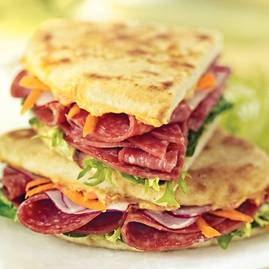 Crunchy Salami Flatbread Sandwiches