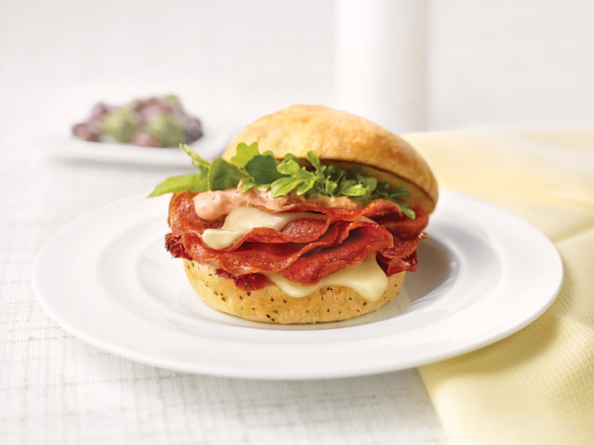 Grilled Pepperoni on Focaccia with Sun-Dried Tomato Olio
