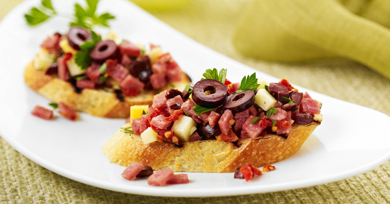 Sun Dried Tomato & Salami Bruschetta