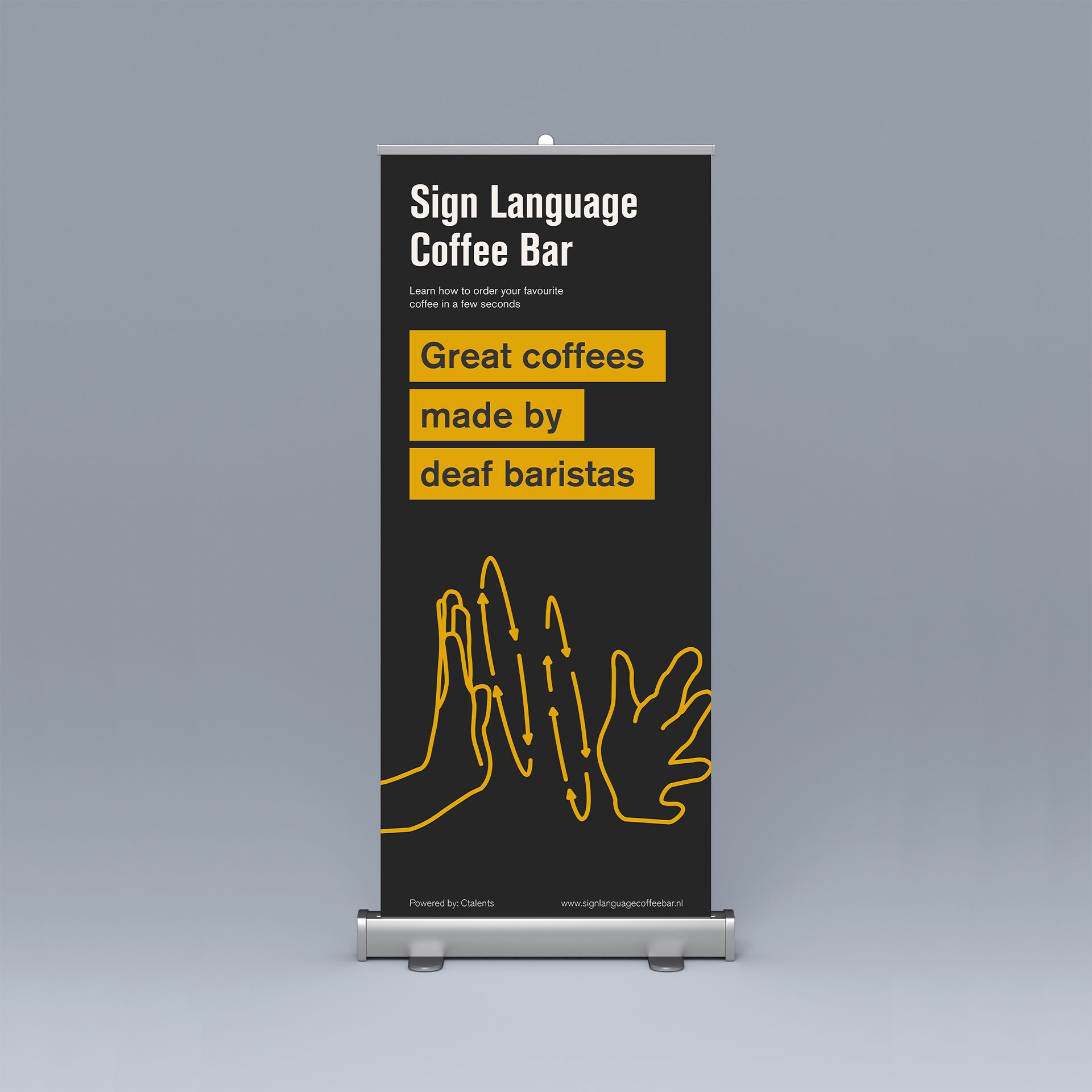 Sign Language Coffee Bar roll-up banner