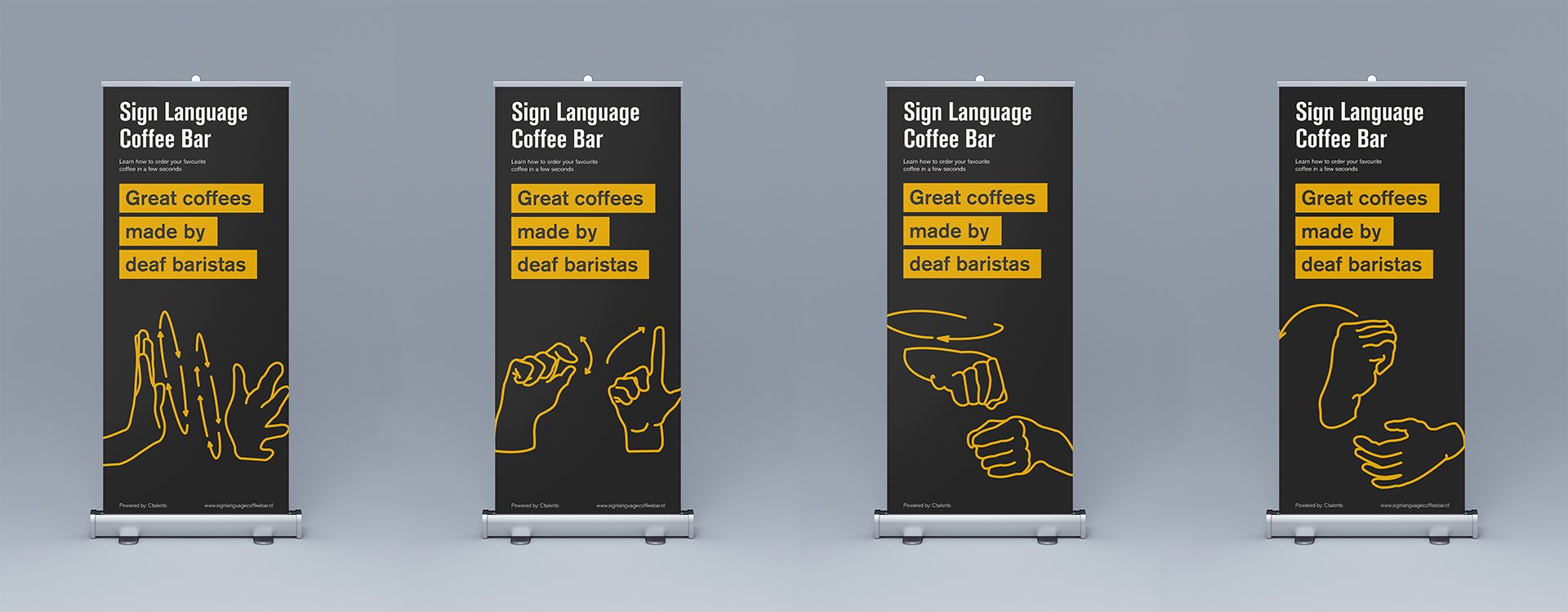 Sign Language Coffee Bar roll-up banner