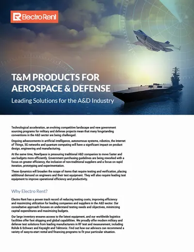 Productos de T&M para Aeroespacial y Defensa, imagen