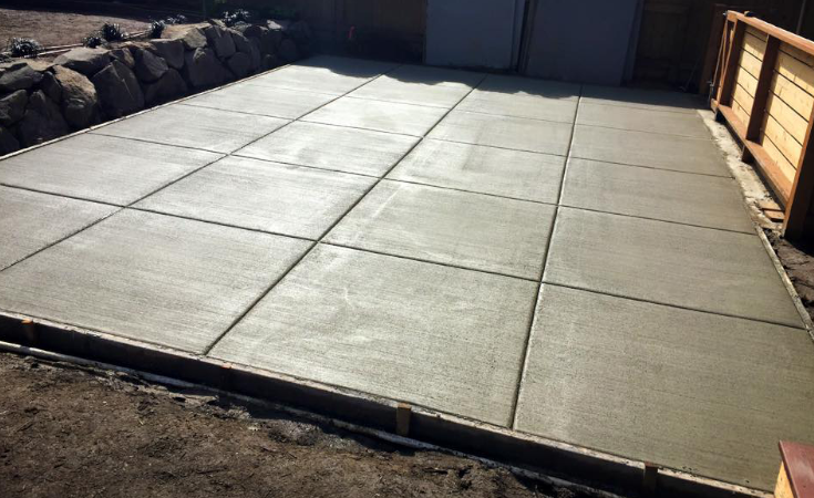 Gray concrete driveway