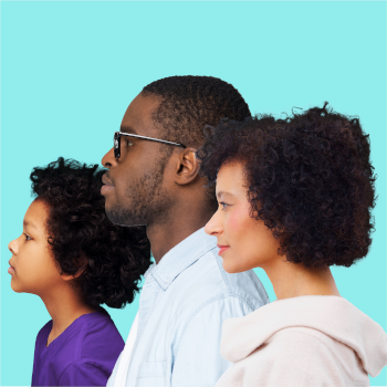 child, man and woman standing sideways