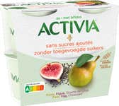 Activia Zonder Toegevoegde Suikers - Peer, Vijg, Chiazaad