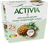 Activia Sans Sucres Ajoutés - Ananas, Noix de coco