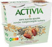 Activia Sans Sucres Ajoutés - Avoine, Graine de Chia, Datte