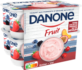 Danone aux Fruits - Fruits Exotiques Fraise Framboise Myrtille