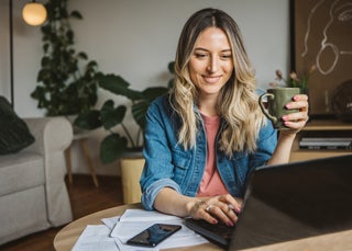 Woman looking at computer