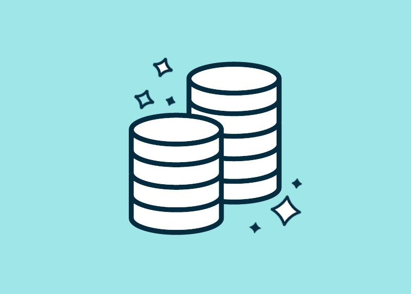 Stacks of Coins on Light Blue background