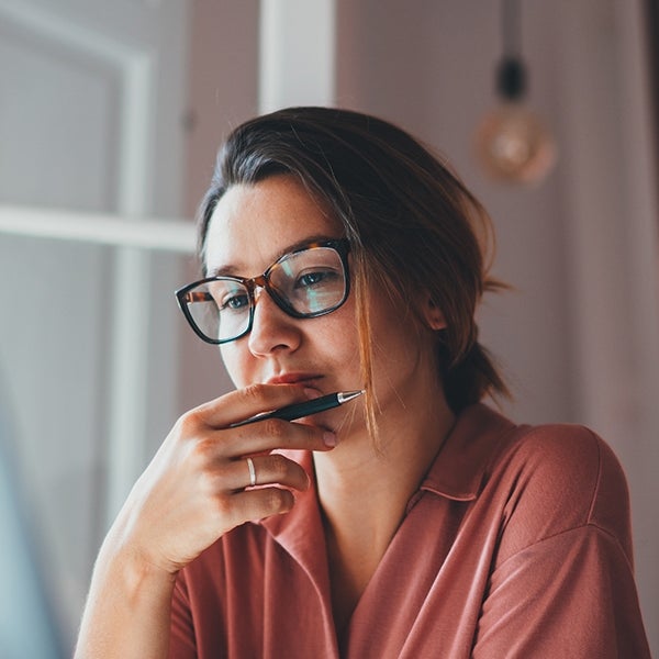 Business owner looking at computer