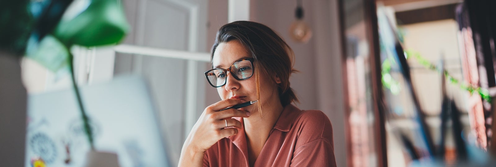 Business owner looking at computer