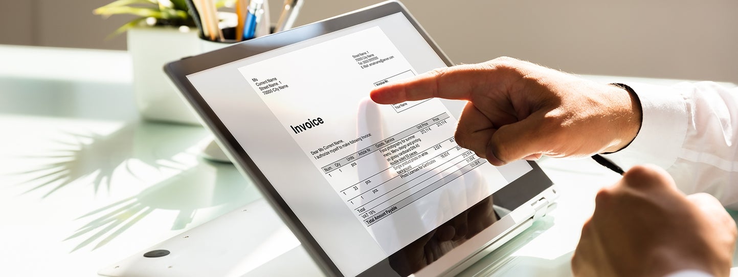 invoice displayed on a tablet