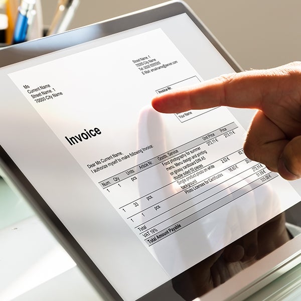 invoice displayed on a tablet