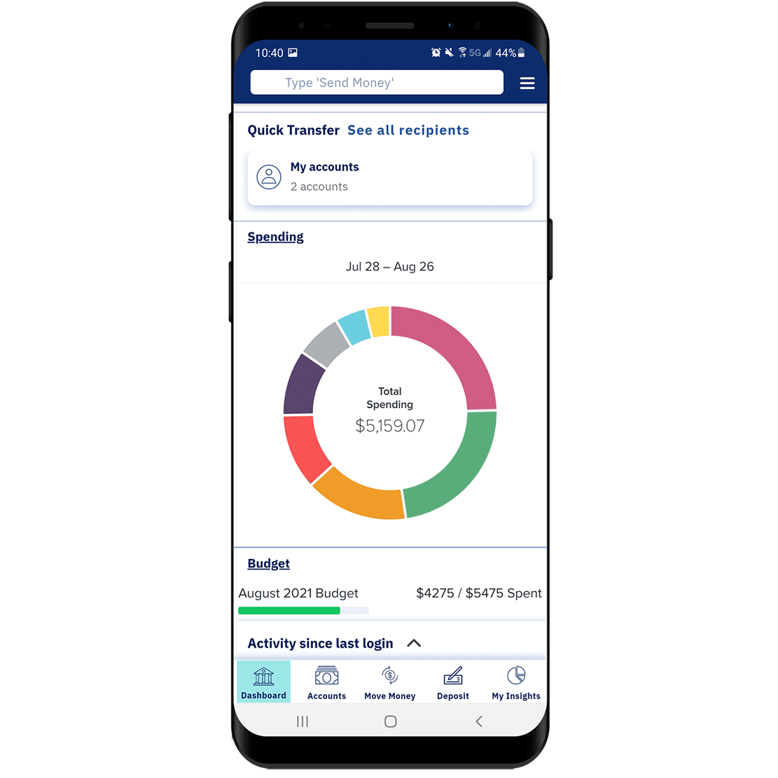 MyInsights app preview on Android phone