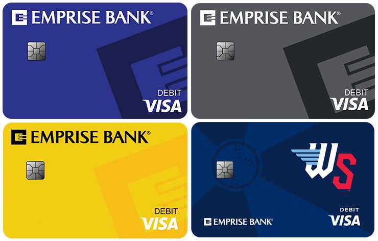 Four Emprise Bank debit card designs