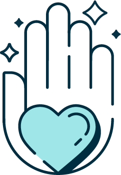 Hand with blue heart in palm