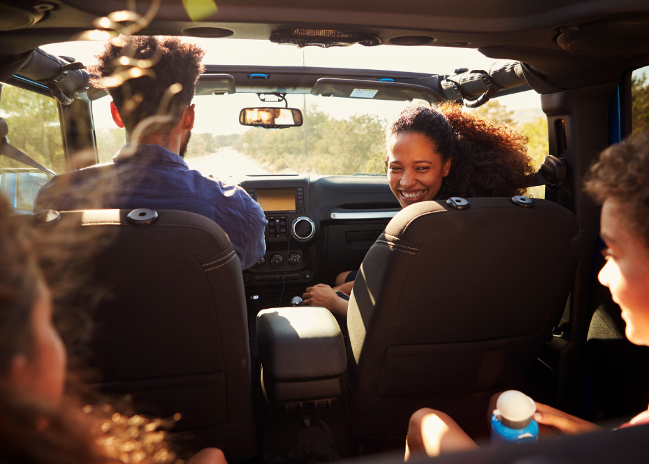 Family in car