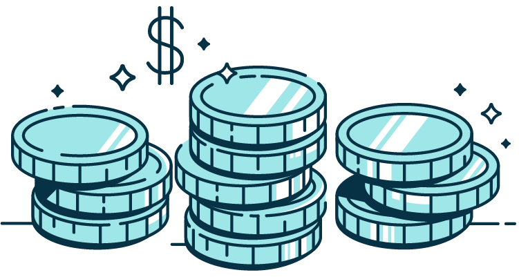 Stacks of blue coins illustration