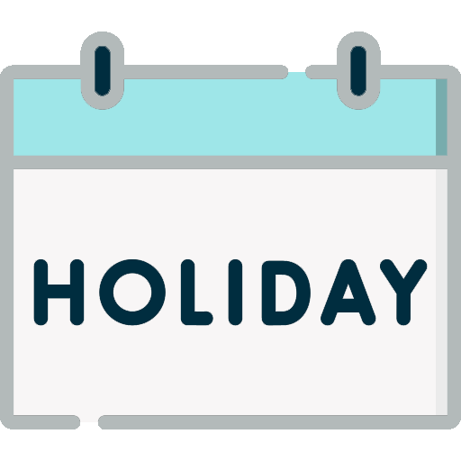 Calendar icon with the word HOLIDAY