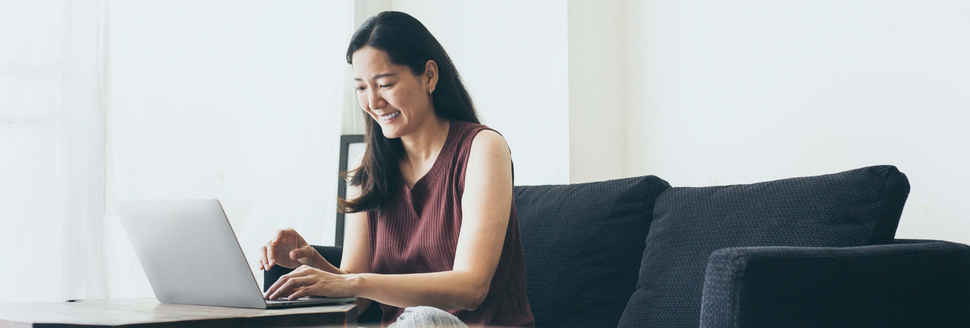 Woman working on laptop