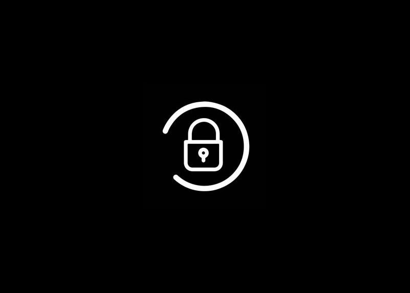 While lock icon with partial circle around