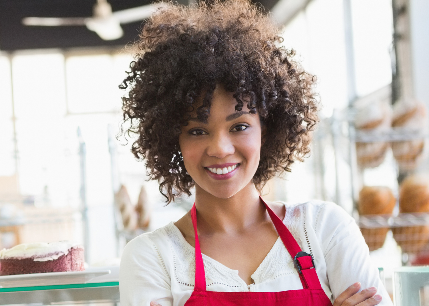 Business owner of bakery in apron