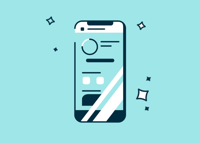 Cell phone illustration on blue background