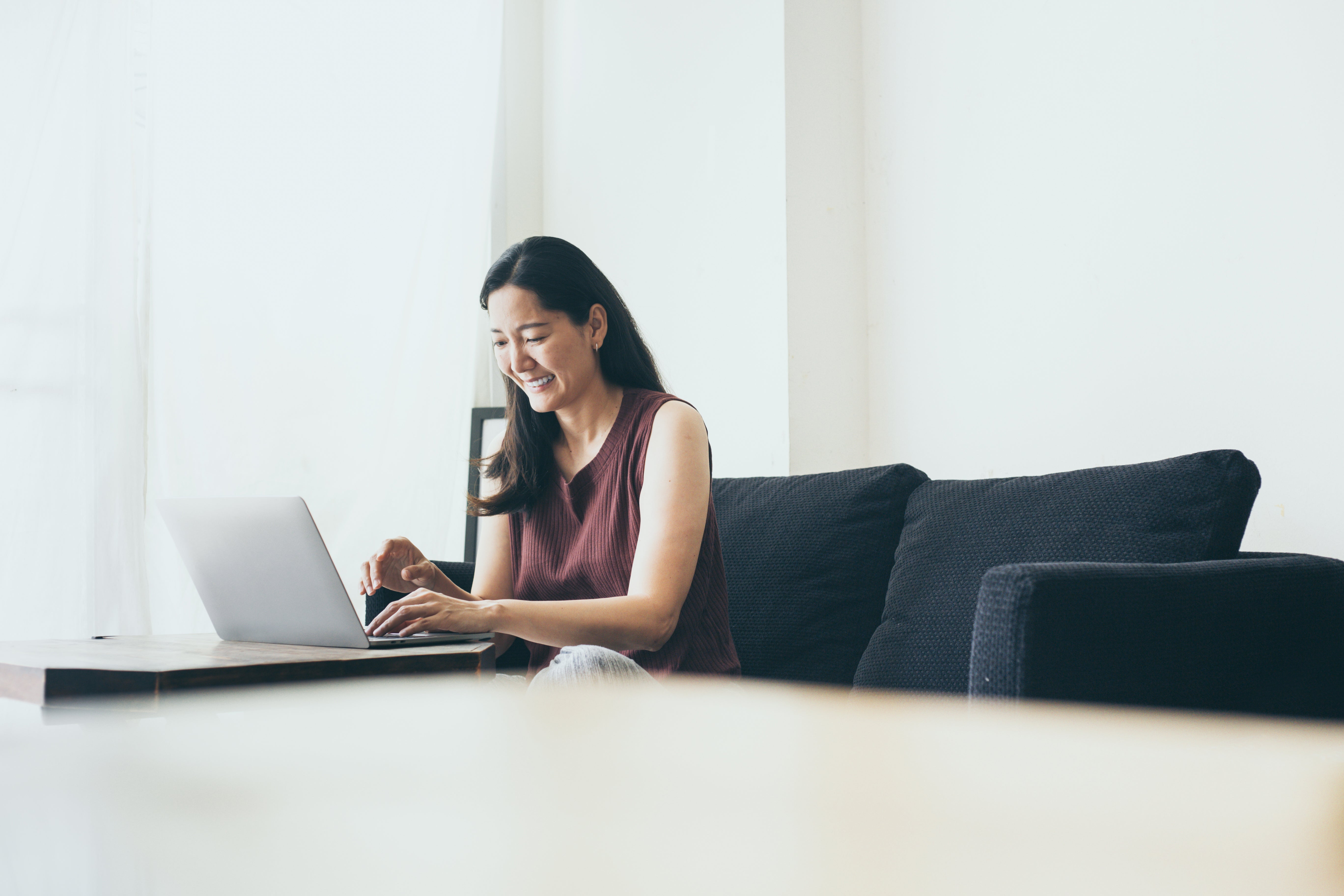 Woman working on laptop