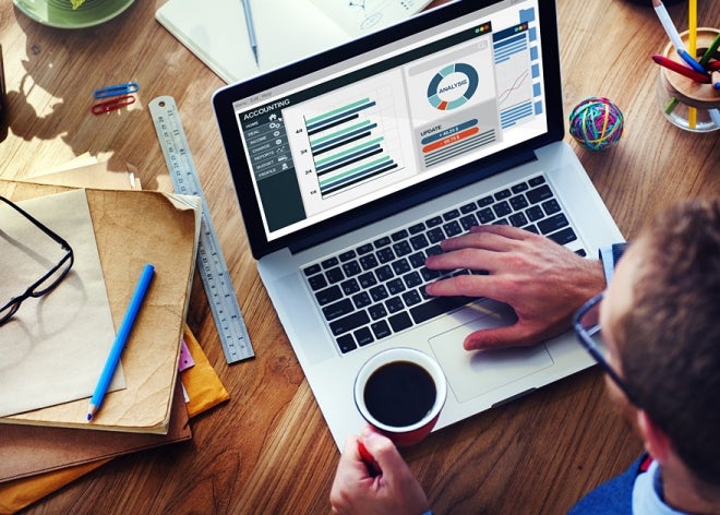 Man manages business assets