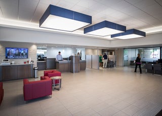 Lobby inside the Westlink Business Banking Center