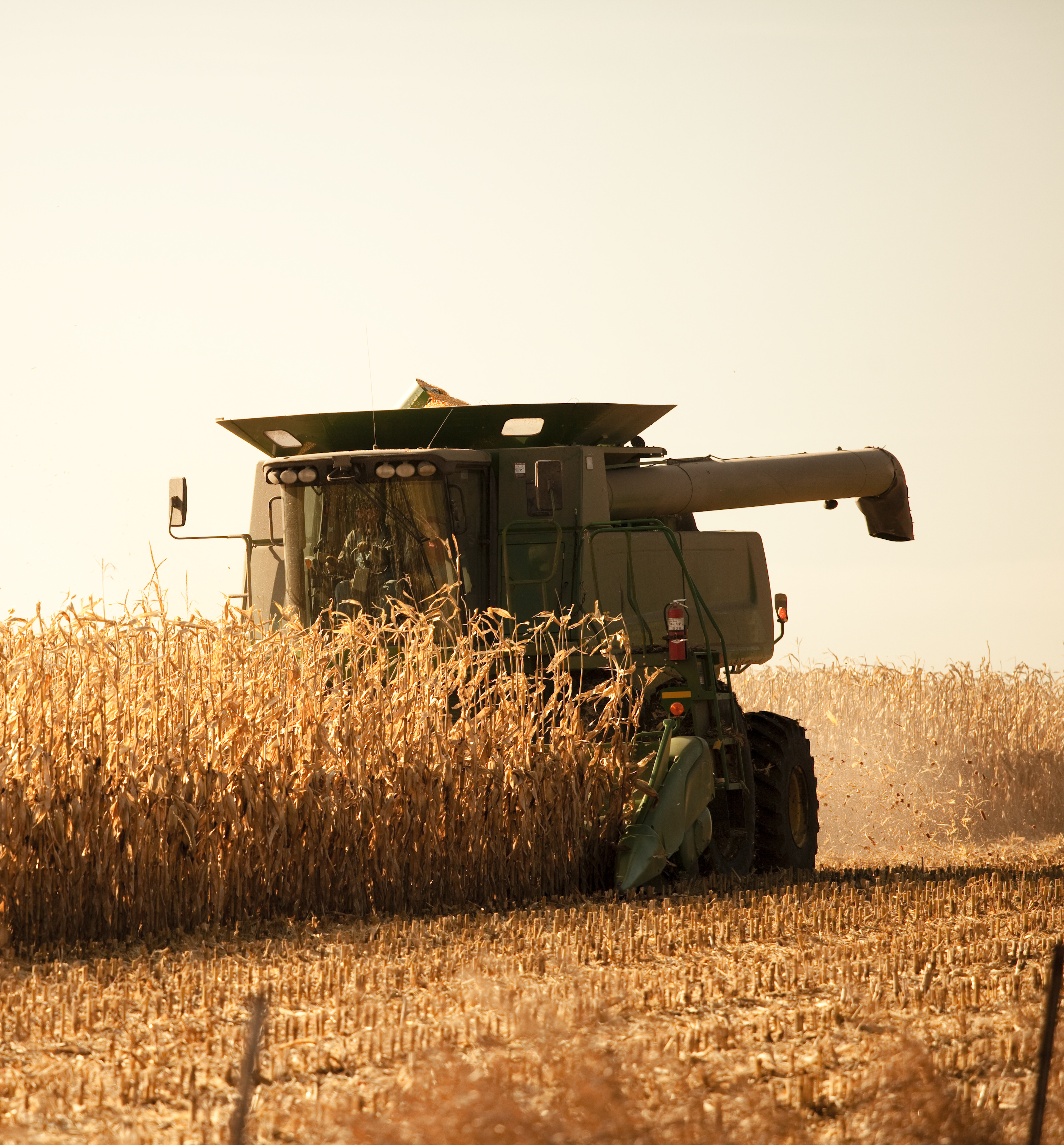 Combine in a field at harvest