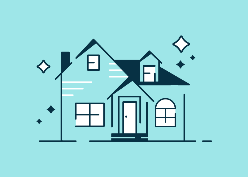 Blue house illustration