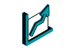 Line graph with arrow in upward trend