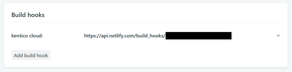 A screenshot of the Netlify build hook list