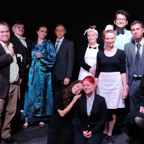 The whole cast in costume