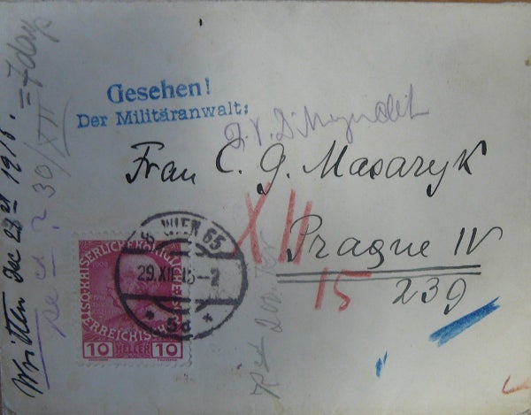 An envelope from a letter between Charlotte and Alice