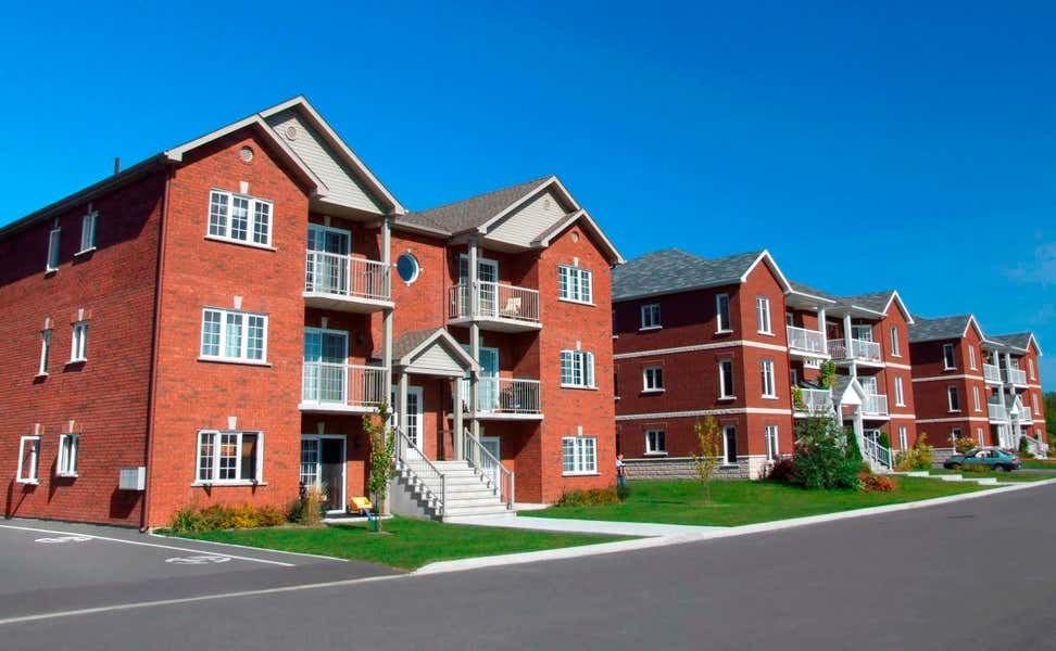 Three-story buildings with multiple units