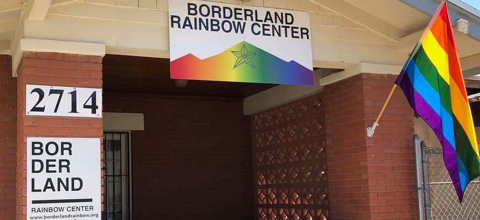 Shot of the entryway of El Paso-based Borderland Rainbow Center.