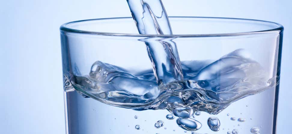 A close up shot of a glass of water.