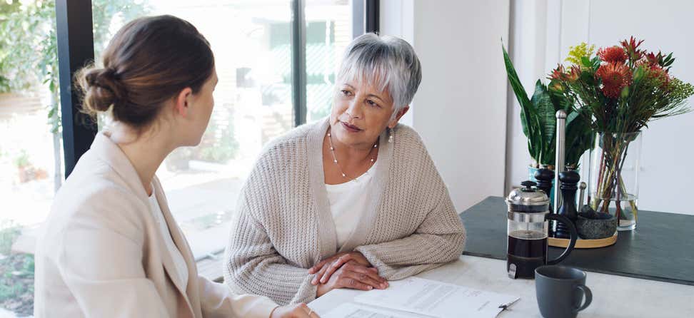 An aging services professional is giving an older adult guidance on which evidence-based programs could be a good fit for her health.